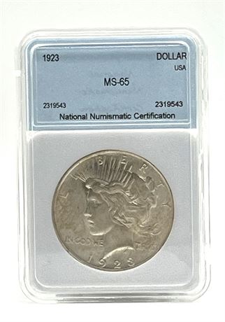 1923 Silver Peace Dollar NNC MS65