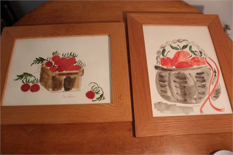 Two Original Framed Watercolors by Nita Klein