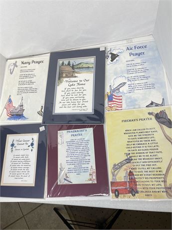 Over 60 Pieces Armed Forces, Sayings Framable Printed Poems Lot