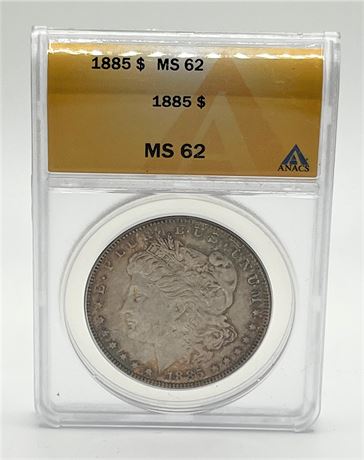 1885 Silver Morgan Dollar ANACS MS62