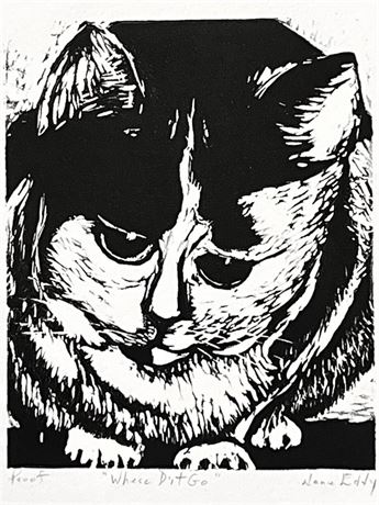 Cat Art Jane Eddy Where Did it Go Signed Artist Proof Print