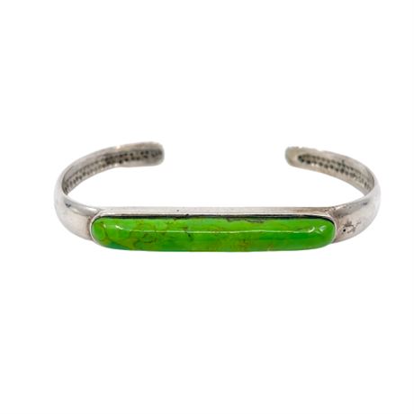 Sterling Silver and Green Turquoise Cuff Style Bracelet