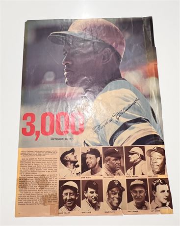 Roberto Clemente Signed 3000 Hit Poster Very Very Rare JSA COA