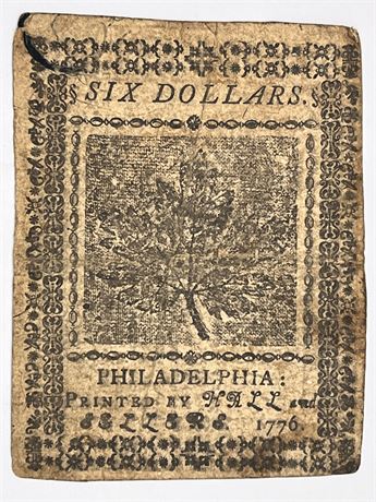 1776 Six Dollar Continental Note