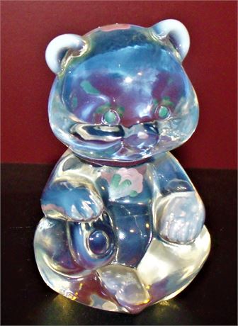 Fenton bear opalescent hand painted artist signed