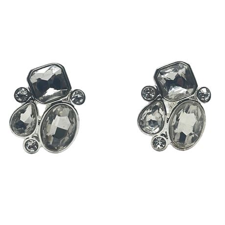 Crystal Style Cluster Clip On Earrings
