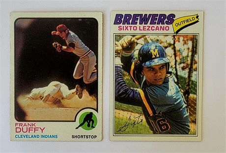 1970s CLEVELAND INDIANS Frank Duffy #376/ MILWAUKEE BREWERS Sixto Lezcano #185