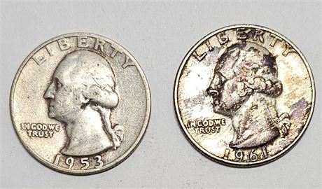 US Silver Washington Quarters - Two (2)
