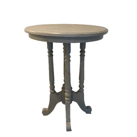 Round Side Table Gray Distressed Finish
