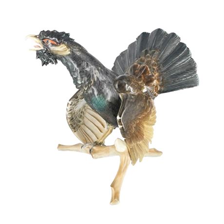 Herend Hungarian Porcelain Blackcock Bird, Large