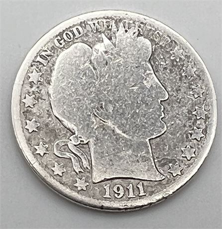 1911 S Silver Barber Half Dollar