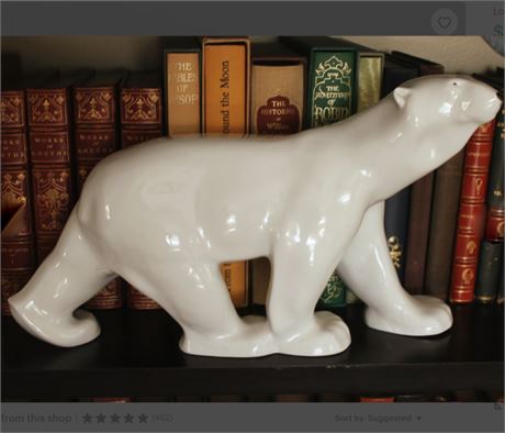 White Polar Bear Porcelain Figurine by Imperial Lomonosov Porcelain Factory