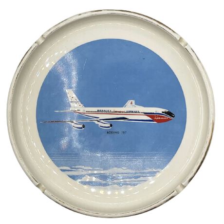 Vintage Braniff Airlines Boeing 707 Ashtray