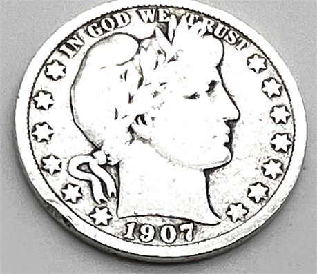 1907 Silver Barber Half Dollar