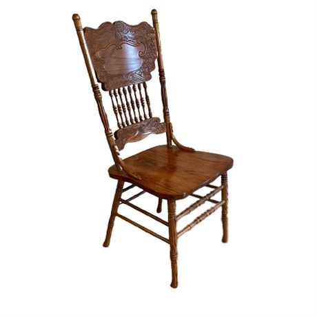 Antique Oak Pressed Back Dining Chairs