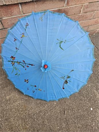 Handpainted Parasol with Wooden Handle