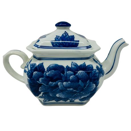 Beautiful White and Blue China Teapot