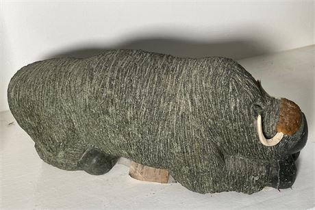 Inuit Carved Soapstone Buffalo Figure