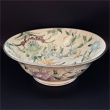 1960's Chinese Porcelain Macau Hand Painted Decorative Bowl -  12 3/4" x 4 1/2"