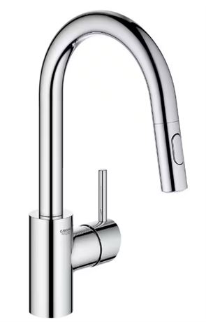 New Grohe 3134910E Chrome Concetto 1.5 Gpm Single Hole Pull Down Kitchen Faucet