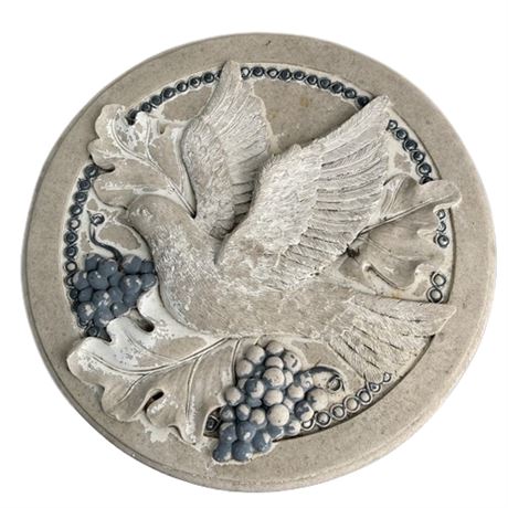 Bird and Berries Cement Wall Medallion