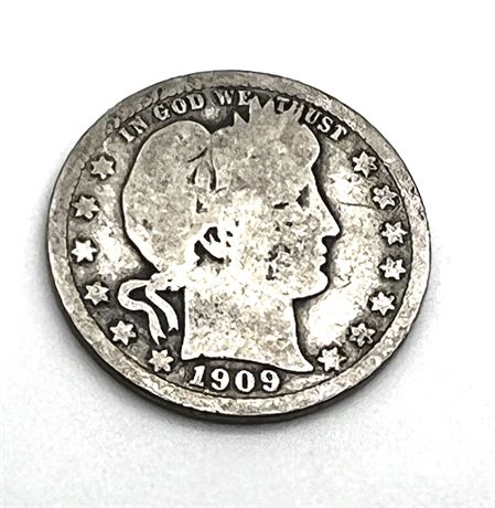 1909 Silver Barber Quarter