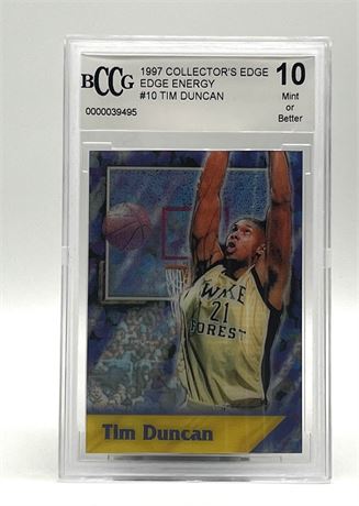 1997 Collector's Edge Energy #10 Tim Duncan BCCG Mint 10 Baseball Card