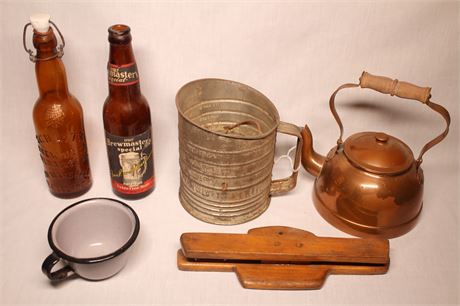 Vintage Bottles and Kitchen Items