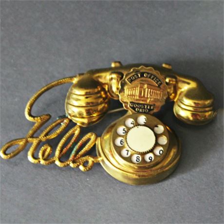 1930's, Post Office Phone Badge/Brooch Wooster Ohio