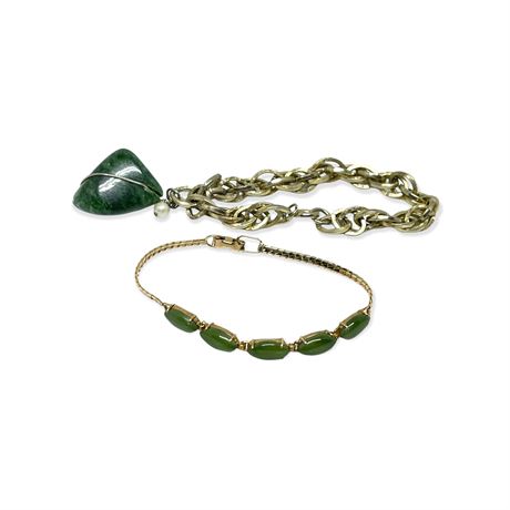 Costume Jewelry Bracelet Duo Semi Jadeite Stones