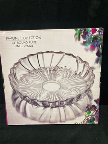 Pavone Collection Fine Crystal 14" Round Plate