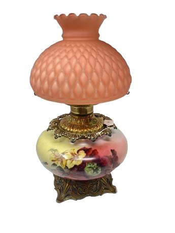 Vintage Hand Painted Oil Converted Lamp