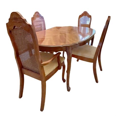 Vintage Pecan Dining Table and Chairs