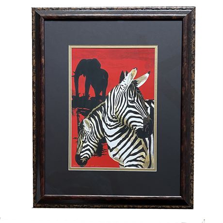 Contemporary Abstract Zebra Serigraph Signed and Numbered