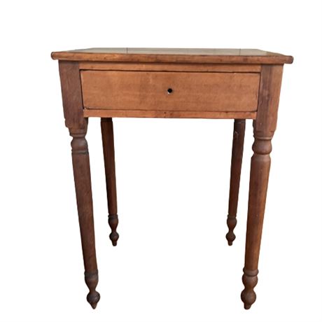 Antique Turned Leg Maple Side Table