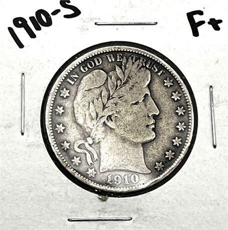 1910 S Silver Barber Half Dollar