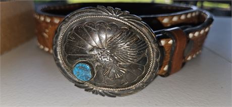 WVC Sterling silver and turquoise belt buckle