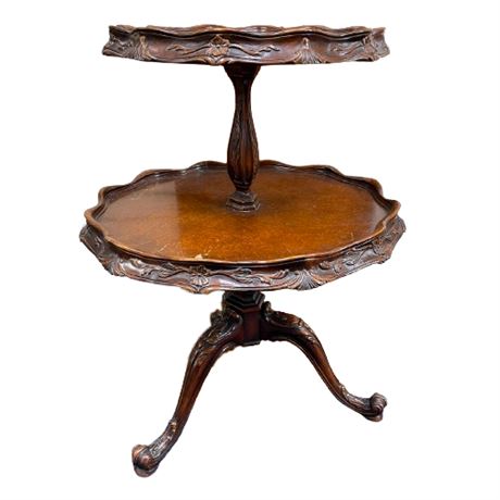 Mahogany Two Tier Pie Crust Table