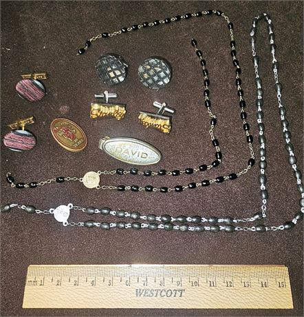 Assorted Cuff Links and Bead Collection