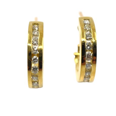 Diamond and 18 K Gold Hoops