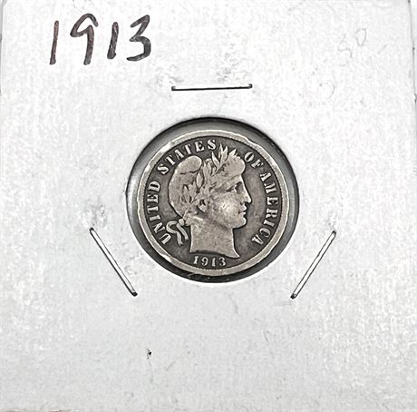 1913 Silver Barber Dime