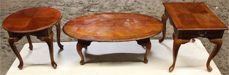 Oval Coffee Table, Round End Table, and Rectangle End Table