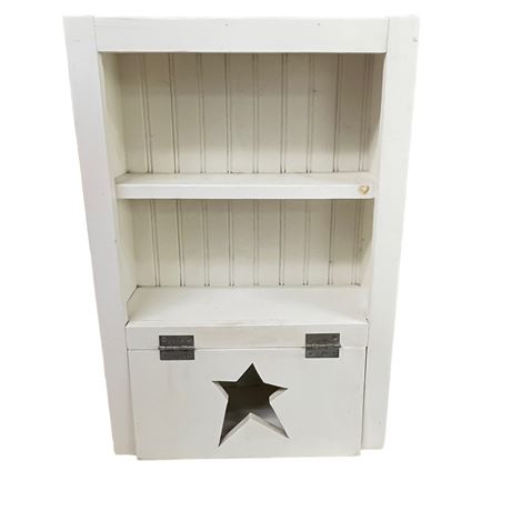 White Wooden Two Shelf Cabinet with One Star Cut-Out Cabinet Door