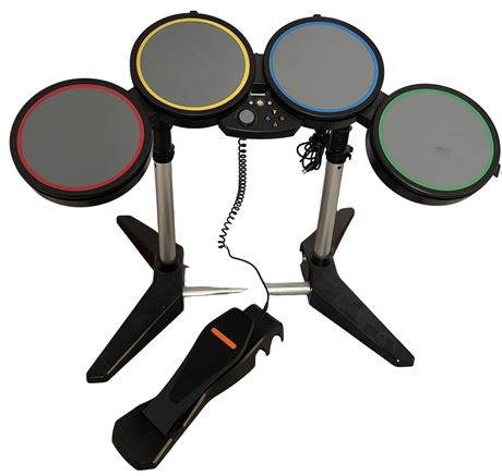 Rock Band Guitar Hero Drum Set (w/ Foot Pedal) Xbox 360 Gaming Guitar