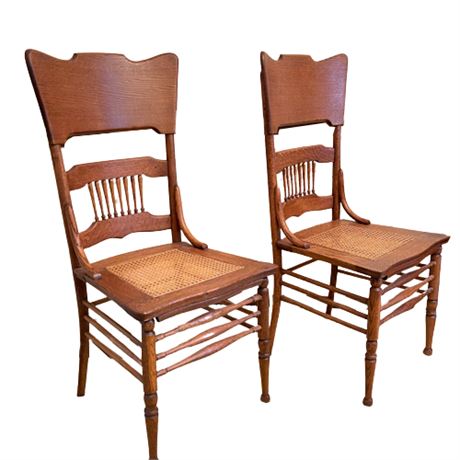 Antique Oak Farmhouse Chairs Three(3)