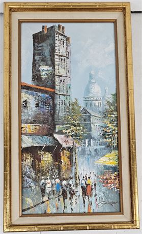 Garber Cityscape On Canvas Framed & Signed