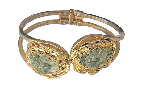 Pretty Green tone stone hinged bangle bracelet