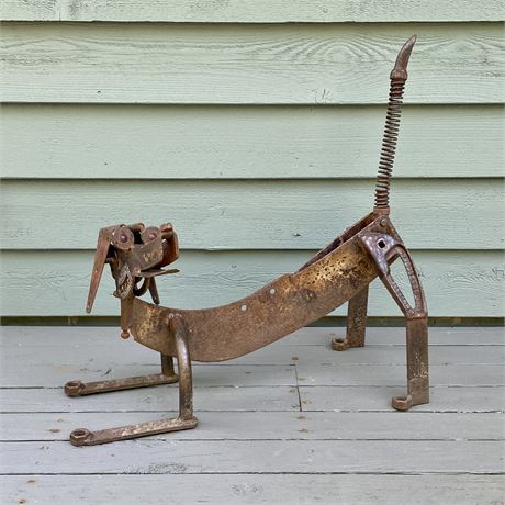 Unique Metal Dog Yard Sculpture - 24.5"T x 24"L