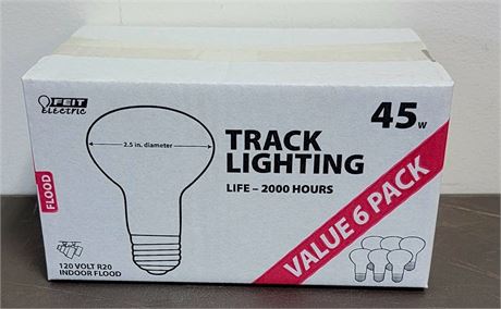 New box of 6 Feit Electric Track Lighting Indoor Flood Light Bulbs 45w