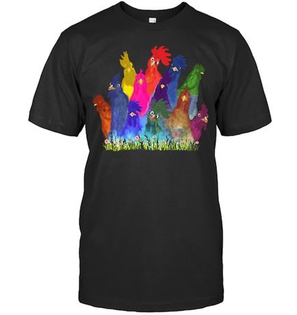 Colorful unisex chicken t shirt